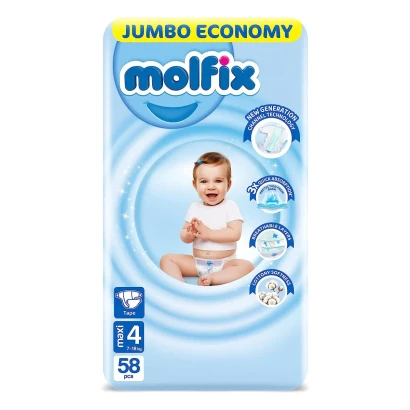 Molfix Size - 4 (Belt System) (7-18kg) 58pcs