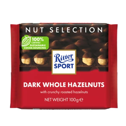 Ritter Sport Dark Whole Hazelnuts Chocolate Bar 100gm