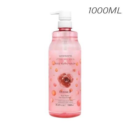 Watson's Botanical Rose Water Flax Seed Extract Nourishing Rose Body Wash (Pump) 1000ml