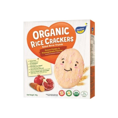 Tenten Organic Rice Crackers Sweet Potato & Pomegranate Flavor 40gm