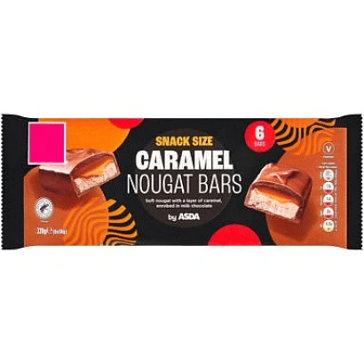 Asda snack size caramel nougat bar 228gm