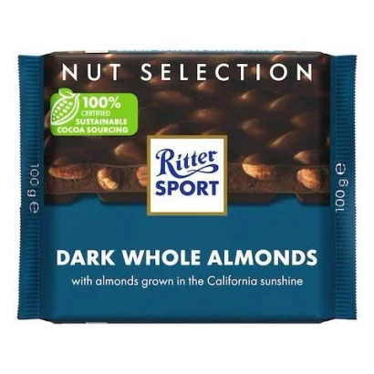 Ritter Sport Dark Whole Almond Chocolate Bar 100gm