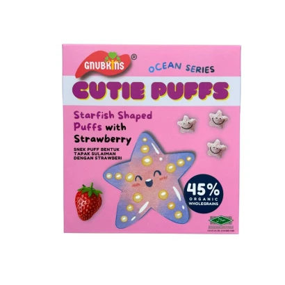 Gnubkins Cutie Puffs Starfish Shape Puffs with Strawberry 32g